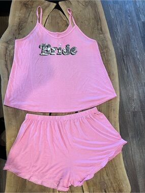 Pink 'Bride' Two-Piece Sleep Set - Women's Pajama Cami & Shorts